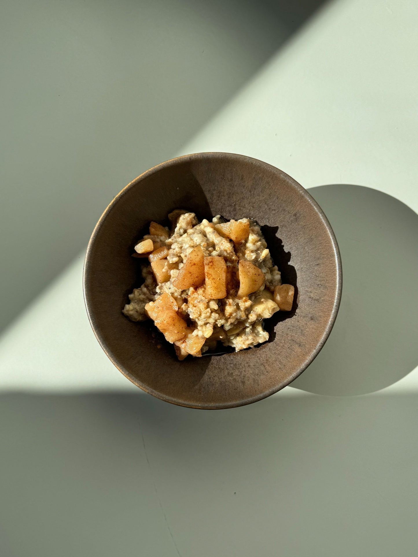 A Portion Oats Chia Apples in a Bowl surrounded by shade