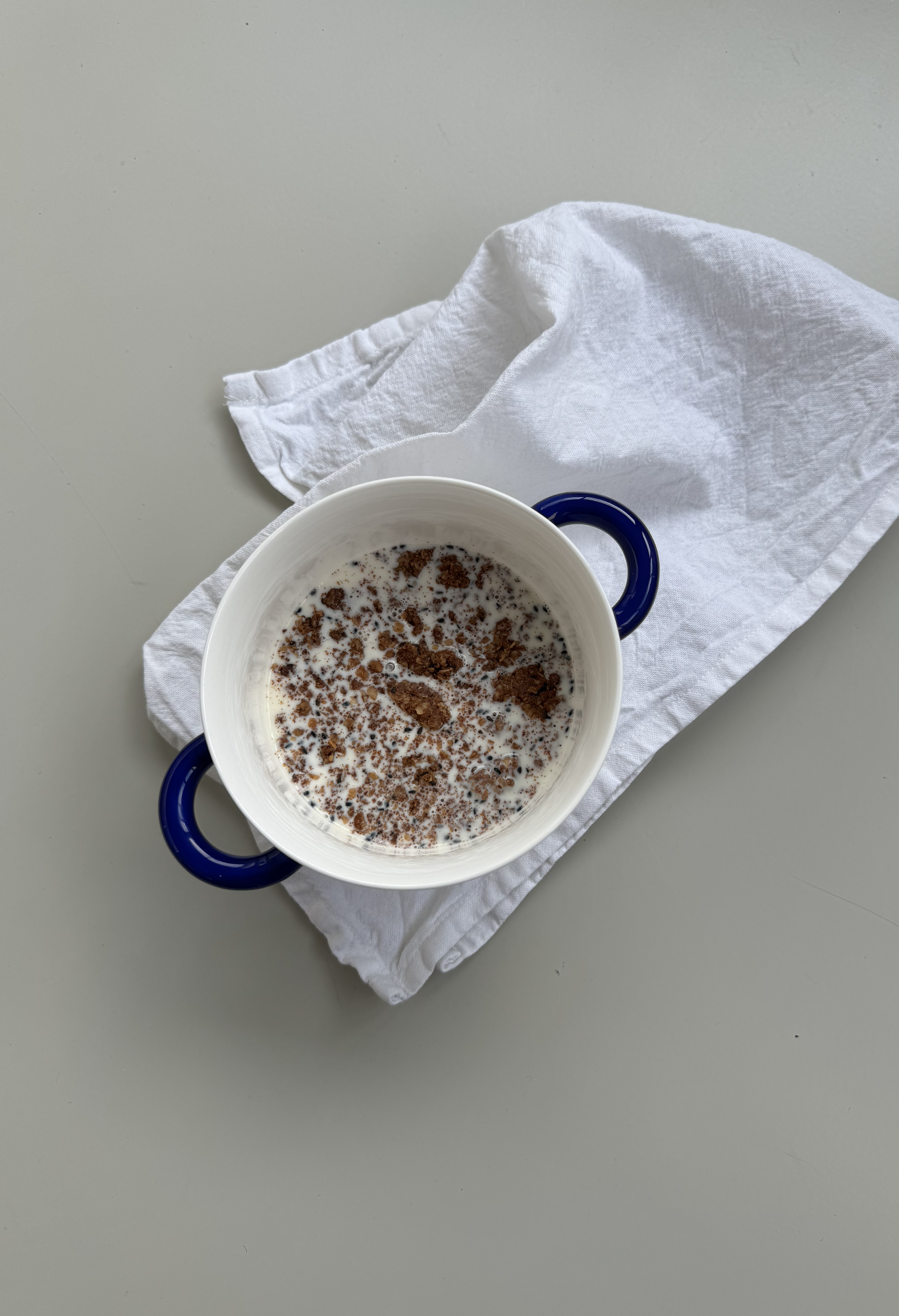 Granola with Milk in a bowl