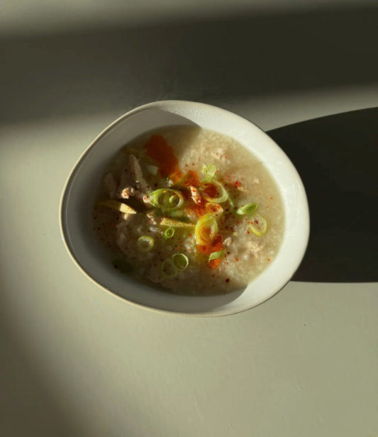 Creamy Chicken Rice Congee for postpartum healing